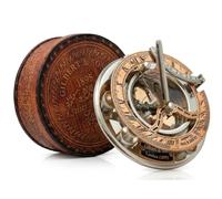 WOANIN Orologio in ottone anticato e rame, con bussola e meridiana, in scatola regalo, replica orologio da sole, orologio per anniversario e bussola solare, regalo per lui o per lei