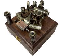 WOANIN Sestante nautico in ottone vintage antico Astrolabio | Strumento di navigazione marittima con scatola di legno | Strumento di navigazione celeste con 2 telescopi extra | Decorazione nautica e