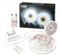 WOBANE Striscia Led 10 Metri Bianco, 2 x 5m Strisce Led Luce Bianca Freddo 6000K con Telecomando Dimmerabile, Striscia Led Adesiva con Alimentatore 12V per Decorazione Interni,Camera,Soggiorno,Cucina