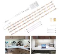 WOBANE Striscia Led Bianco Freddo 2 metri, 4X50cm Luce Sottopensile Cucina Led 6000K, Strisce Led Adesive con interruttore e Spina 12V, 1200LM Luci Led Cucina per Vetrine, Scrivania, Mensola,TV, 12W