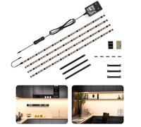 WOBANE Striscia Led Cucina Sottopensile 2 metri, 4X50cm Strisce Led Adesiva per Cucina con Interruttore e Spina, 1200LM Illuminazione Sotto Pensile per Vetrine,Scrivania,TV,Bianco Naturale 4000K,Nero