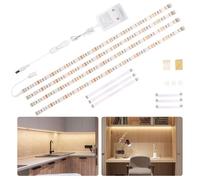 WOBANE - Striscia luminosa a LED per la cucina, sottopensile, da 2 metri, 4 x 50 cm, con interruttore e spina da 12 V, 1200 lm, adatta per vetrine, scrivanie e per la TV, bianco neutro, 4000 K