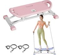 Wobble Board con bande elastiche di resistenza, macchina da sci portatile con monitor LCD, macchina per l'allenamento dell'equilibrio per tutto il corpo, tavole di equilibrio per adulti,Rosa