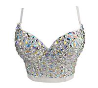 Woboren Corsetto da donna con reggiseno,Top corto con bustino di strass (# 1 multicolor, L)