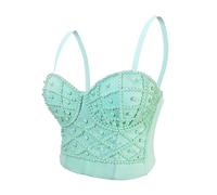 Woboren Reggiseno da donna clubwear party punk gotico corsetto punk corsetto push-up con strass diamante