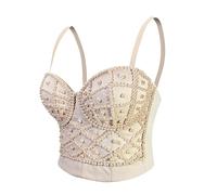 Woboren Reggiseno da donna clubwear party punk gotico corsetto punk corsetto push-up con strass diamante