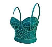 Woboren Reggiseno da donna clubwear party punk gotico corsetto punk corsetto push-up con strass diamante