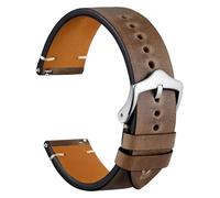 WOCCI 18mm Cinturino Orologio in Pelle, Pelle Pieno Fiore Cerata a Olio (Marrone Naturale)