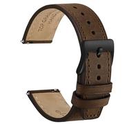 WOCCI 18mm Elite Cinturino Orologio, Pelle Grana Superiore, Sgancio Rapido, Fibbia Nera (Marrone Scuro)