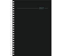 Wochenplaner Balacron schwarz A5 Ringbuch 2027: Wochenkalender A5 (15x21 cm) mit 1 Woche auf 2 Seiten, Ringbindung, Zeiteinteilung 7-22 Uhr & 4-sprachigem Kalendarium für Arbeit & Studium