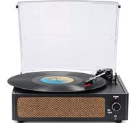 WOCKODER Giradischi in vinile vintage per dischi in vinile con altoparlanti Giradischi azionati a cinghia Supporto a 3 velocità, riproduzione wireless Bluetooth, cuffie, ingresso AUX, linea RCA,