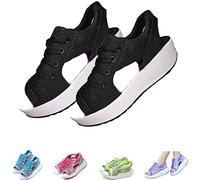 WoCOyo Donna Ortopediche Sandali Estive Moda Punta Aperta Ortopediche Scarpe Spiaggia con Supporto dell'Arco Contrast Paneled Cutout Lace-Up Muffin Sandals,003,37EU