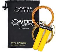 WOD Nation Attacco Speed Jump Rope by Jumprope Regolabile con Cuscinetti a Sfera Veloce - Include 1 Pesante e 1 Luce 11Õ Cavo Lungo - Ideale per Double Unders, Boxe e MMA, Yellow