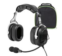 WODASEN General Aviation Headset GA Dual Plug Pilot Headset con Boom Mic Airplane Noise Cancelling GA Plug (nero)