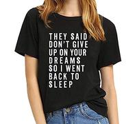 wodceeke Top casual da donna, a maniche corte, estiva, con stampa di lettere, Nero, XXL