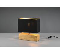 WODDY LAMPADA DA TAVOLO BASE RETTANGOLARE LEGNO E PARALUME NERO H. 30,5CM X L. 30CM 1 LUCE ATTACCO E27
