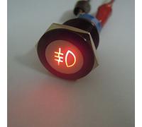 WODE - Interruttore ON/OFF per fendinebbia auto, con pulsante da premere con luce LED rossa, 19 mm, 12 V