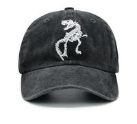 Wodeal Cappello da baseball per ragazzo, stile vintage, con scheletro di dinosauro, regolabile, per bambini dai 3 agli 11 anni, nero, Taglia unica