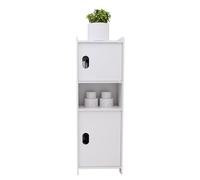 WODFARR Armadietto mobile da bagno a colonna, scaffale portaoggetti bianco per bagno, supporto per carta igienica, risparmio di spazio-24 x 20 x 72 cm