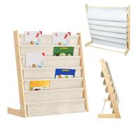 WODFARR Libreria per libri per bambini, libreria per libri e giocattoli per bambini, libreria Montessori per bambini, libreria libro per bambini, in legno, 75 x 30 x 76 cm, colore legno originale