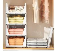 WODFARR Organizzatore per guardaroba pieghevole, scatole impilabili, organizer per armadio, cestino portaoggetti per cassetti in plastica, organizer per armadio-33,5 x 43 x 72 cm