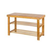 WODFARR Panca per scarpe in bambù a 3 livelli per ingresso, 70 x 27 x 42 cm, mobile scarpa, corridoio, bagno, soggiorno (colore originale del legno)