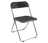 WODFARR Sedia pieghevole trasparente per banchetto, conferenze, feste, struttura solida, metallo, materiale Pet- sedie da conferenza, sedie da caffè, per interni ed esterni (nero)