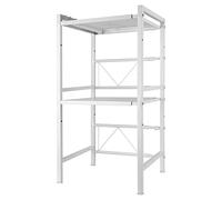 WODFARR Supporto estensibile in metallo per forno a microonde a 2 strati, griglia per forno a microonde, acciaio al carbonio, estensibile, 40/64 x 36,5 x 78 cm, bianco
