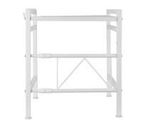 WODFARR Supporto estensibile per forno a microonde a carico pesante, griglia per forno a microonde, acciaio al carbonio, estensibile, 40/64 x 45 x 36,5 cm, bianco