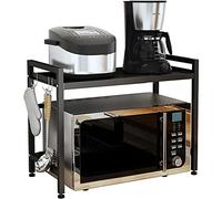 WODFARR Supporto estensibile per forno a microonde a carico pesante, griglia per forno a microonde, acciaio al carbonio, estensibile, 40/64 x 45 x 36,5 cm, nero