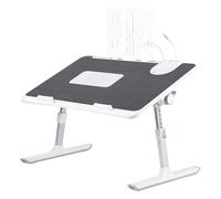 WODFARR Tavolo da letto per computer portatile, supporto regolabile in altezza e angolo, piano letto con cassetti e porte USB, ventilazione, pieghevole, inclinabile, 60 x 40 x 40 cm (nero, XL)