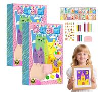 wodjcks 20 Pezzi Fai da Te Rainbow Scratch Art, Kit creativi Squeeze Magic Reveal, Rainbow Scratch Art per Bambini, per Cartoline Fai da Te con Colori, spatola, Adesivo, Strumenti a 7 Colori(2set)