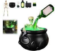 wodjcks 2025 Nuovi calderoni delle Streghe con Pozione Scheletro, Bottiglie di Pozione Magica Galleggiante e diffusore, con Bottiglie di Pozione Galleggiante ed Effetto gorgogliante, per Halloween(L)