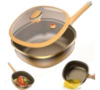 wodjcks Pentola antiaderente in lega di titanio da 12 pollici con coperchio, padella profonda multiuso con vaporiera, per friggere, cuocere al forno, funziona su induzione, gas, elettrico(Pot+Lid)