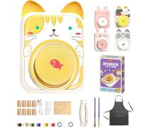 wodjcks Set di tornio per Ceramica a Forma di Animale per Bambini, Macchina per Porcellana a Forma di Animale, Mini Studio di Ceramica Fai da Te, Kit per Pittura su Ceramica, Regalo di Compleanno(#A)