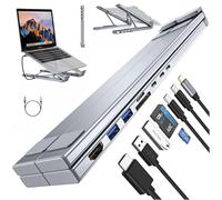wodjcks Supporto per laptop USB-C 8 in 1, supporto per docking station per laptop, alluminio ergonomico regolabile, hub USB-C 8 in 1 con HDMI 4K, 2 USB 3.0, PD 100 W, per ufficio o lavoro da remoto
