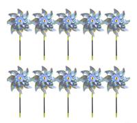Wodsty 10 scacciapensieri riflettenti argentati per giardino, 55 x 24 cm, in PVC, deterrente per uccelli, mulino a vento, decorazione per esterni, cortile, balcone