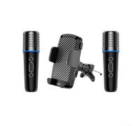 Wodsty 2 in 1 Microfono Karaoke per auto senza supporto per cellulare, microfono wireless per griglia di ventilazione, vivavoce auto (Dual Mic)