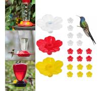 Wodsty Confezione da 24 fiori di ricambio per mangiatoia per colibrì | 24 pezzi di plastica a forma di colibrì come pezzi di ricambio per accessori da giardino per la protezione delle api