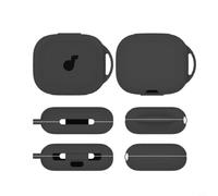 Wodsty Custodia in silicone per Soundcore AeroFit 2, per robusta custodia protettiva con moschettone, sottile, leggera, portatile, cover per cuffie wireless (nero)