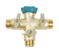 Wodsty Distributore per rubinetto da giardino a 3 vie, in ottone, 1,2 MPa | Distributore d'acqua a 3 vie, distributore per tubo da giardino, adattatore per rubinetto in ottone, con rubinetto di arresto