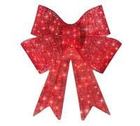 Wodsty Fiocco natalizio a LED, altezza 60 cm, resistente alle intemperie | Fiocco natalizio illuminato a LED, decorazione per esterni, giardino, grande fiocco rosso, resistente alle intemperie