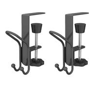 Wodsty Gancio regolabile da scrivania, confezione da 2 ganci in metallo per cuffie, borse e cavi, organizer salvaspazio per tavolo, libreria e armadio