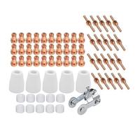 Wodsty Kit di 66 pezzi di materiali di consumo per taglio al plasma Cut40, Cut50, PT31 e LG40, include ugelli, elettrodi, anelli a spirale, punte e guida a rullo