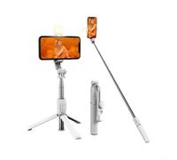 Wodsty Mini treppiede per selfie con telecomando, supporto per cellulare per fotocamera per smartphone, ideale per vacanze e foto di gruppo, treppiede da viaggio compatto (bianco)