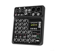 Wodsty Mixer portatile a 4 canali con alimentazione da 48 V, piccolo mixer audio per musica e canto, robusto design ABS, nero, 26 x 21 x 6 cm