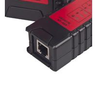 Wodsty NF-468 Tester per cavi di rete con illuminazione, scansione automatica per LAN e linee telefoniche, chip ad alta sensibilità per rilevamento di errori, rosso/nero