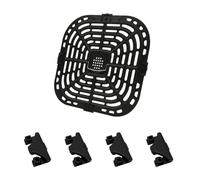 Wodsty Padella per friggitrice ad aria con 4 paraurti in gomma per friggitrice ad aria Vortex da 6 litri, in acciaio inox, lavabile in lavastoviglie, non 25,4 x 24,4 cm, nero