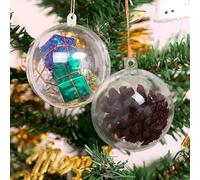 Wodsty Palla di Natale riempibile fai da te, in plastica trasparente | Sfera di plastica apribile per albero di Natale, per immagini, coriandoli, fiori, decorazioni natalizie, trasparente