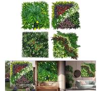 Wodsty Pannelli da parete con fiori artificiali realistici, 50 x 50 cm, per | Pannelli da parete in erba sintetica resistenti ai raggi UV, 50 x 50 cm, protezione da sguardi indiscreti per esterni, verde